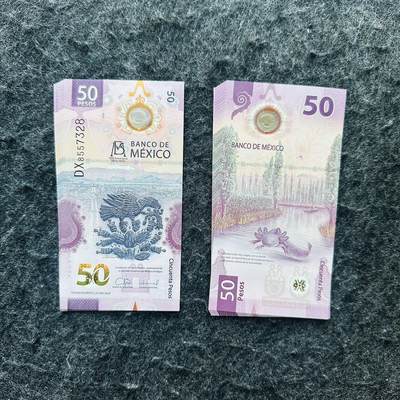 🇲🇽🇳🇦2526$ $墨西哥50-100-1000比索纪念钞和纳米比亚Hybrid窗口复合钞 - 墨西哥2024年6月27日50比索，纪念钞，签名30，DX8557328