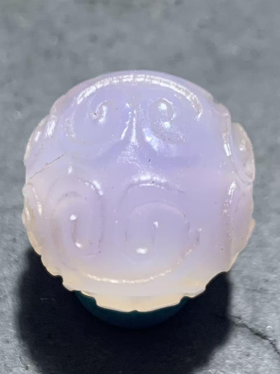 稀有紫罗兰高冰荧光润料玛瑙2.0通货回纹珠一颗，