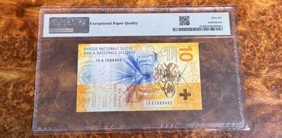 得物收藏 Chase Auction 第34期 - - 外钞、民国钞和人民币混合场！持续更新中！ 2016年瑞士10法郎，首发A冠，世界最佳纸币，PMG66！