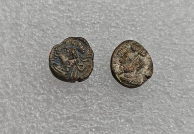 瓶子🏺第212期拍卖会  2-3世纪埃兰王朝打制铜币  不同图案2枚