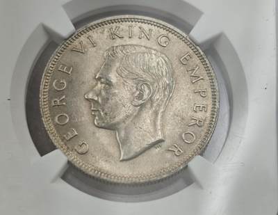 瓶子🏺第212期拍卖会 -  1940年新西兰半克朗银币  NGC MS63  原光