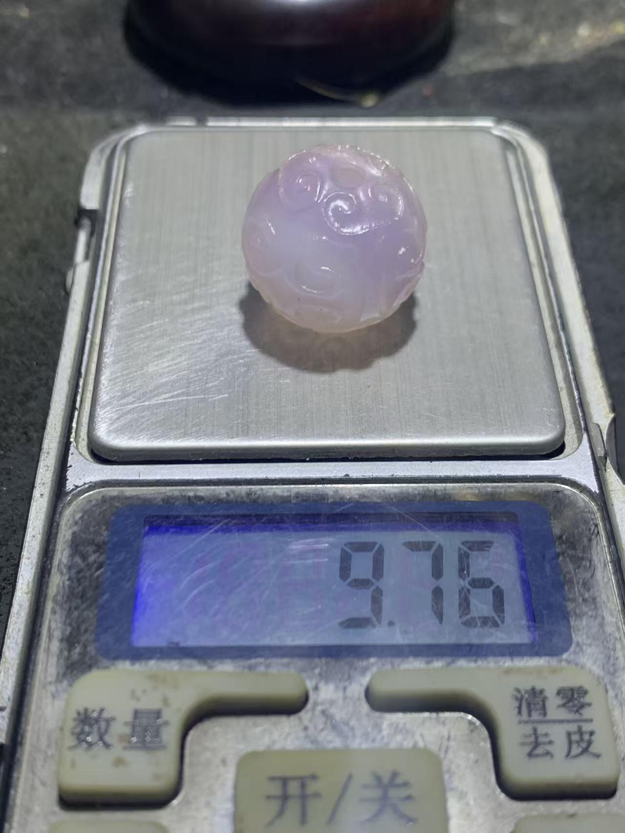 稀有紫罗兰高冰荧光润料玛瑙2.0通货回纹珠一颗，