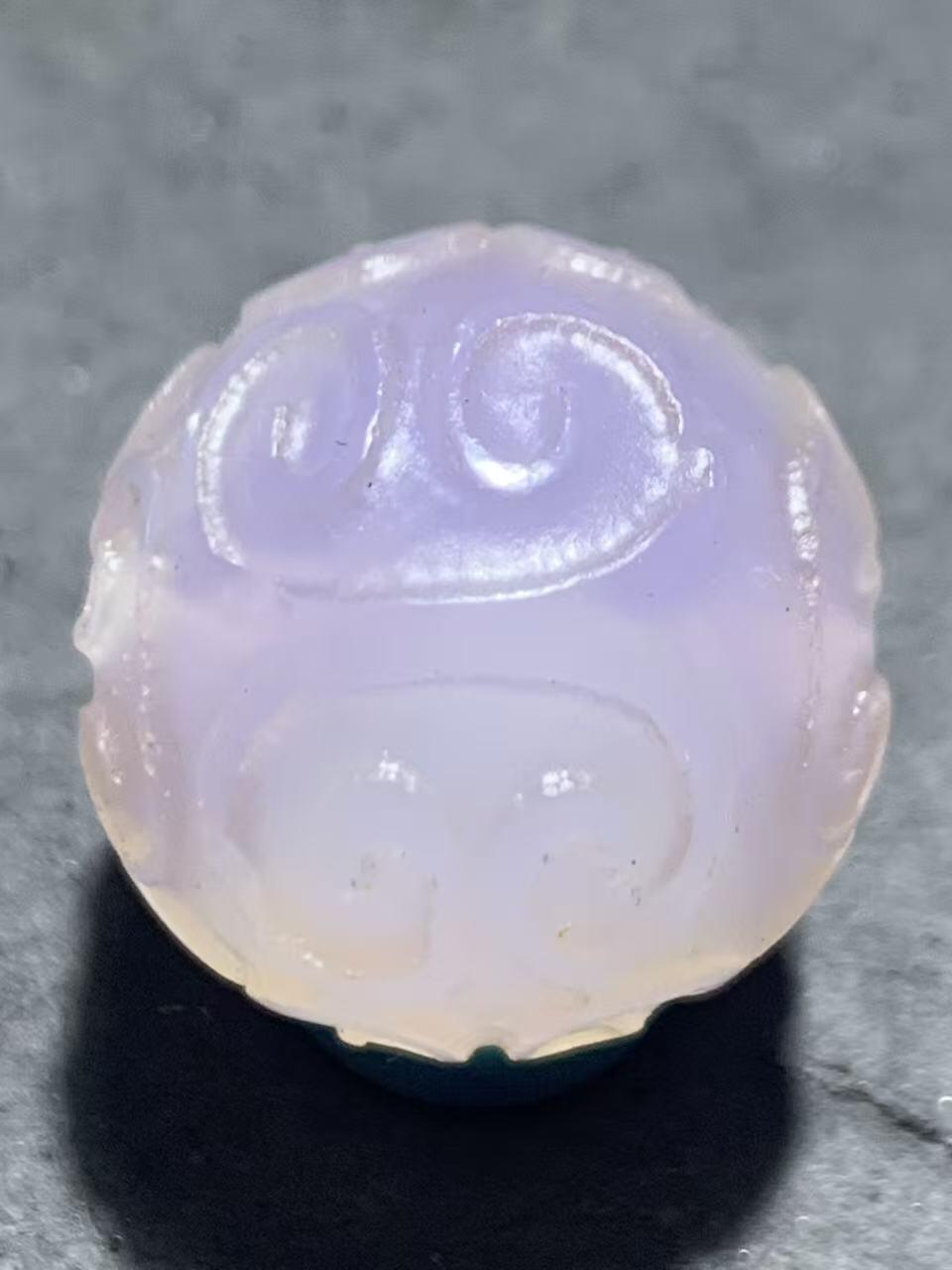 稀有紫罗兰高冰荧光润料玛瑙2.0通货回纹珠一颗，