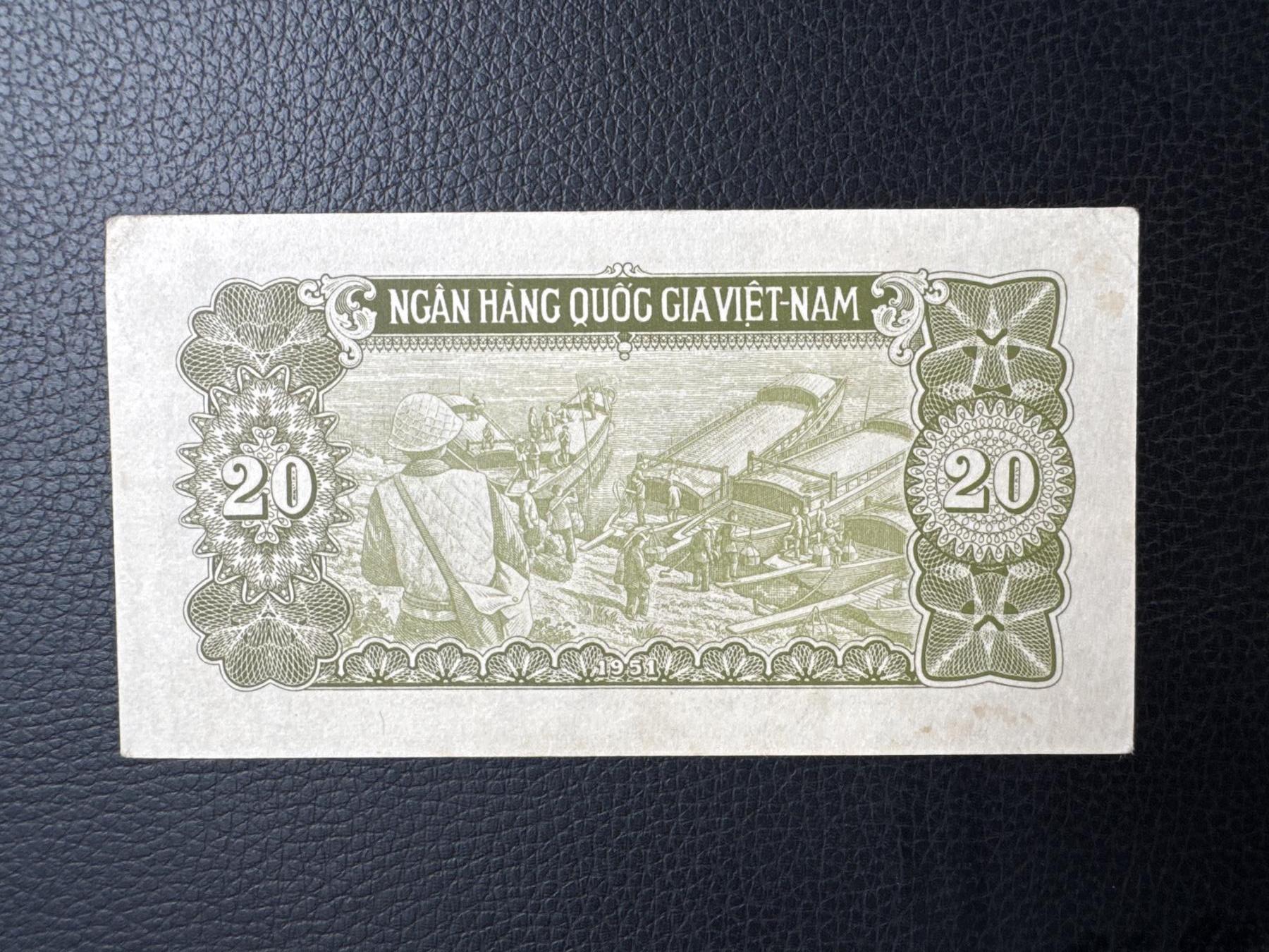 桂P钱币文化工作室拍卖第四十四期 中国代印越南民主共和国1951年版20元，绿色版本少见，热门代印系列，这是最后带汉字的越南纸钞