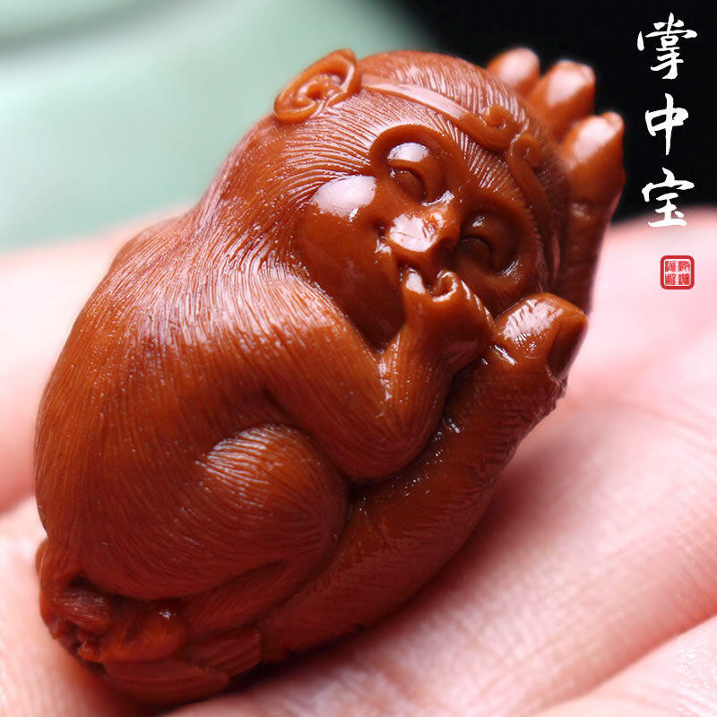 橄榄核雕苏工纯手工雕刻大籽掌中宝掌中猴 2.0*3.5