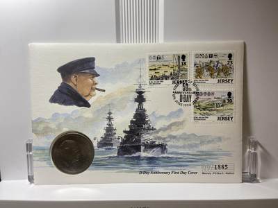 2025年第一百一十一场(总第一百三十七场）外国好品散币(免佣金) - 邮币封–英国🇬🇧1965年1克朗(1995年诺曼底登陆50周年纪念封，内附丘吉尔逝世纪念币)