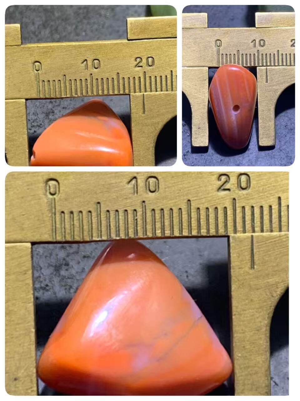 柿子红千层纹南红玛瑙通货随形珠一颗，