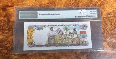 得物收藏 Chase Auction 第34期 - - 外钞、民国钞和人民币混合场！持续更新中！ 1968年巴哈马0.5元，PMG67！