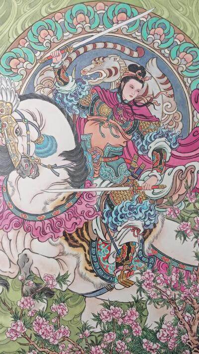 白泽拍卖卡牌手绘专场第26期（霜降天寒蝉噤语，风高夜冷桂留香） 2025 冯涛手绘画 虎-扈三娘 尺寸：30cm*41.5cm  冯涛亲签