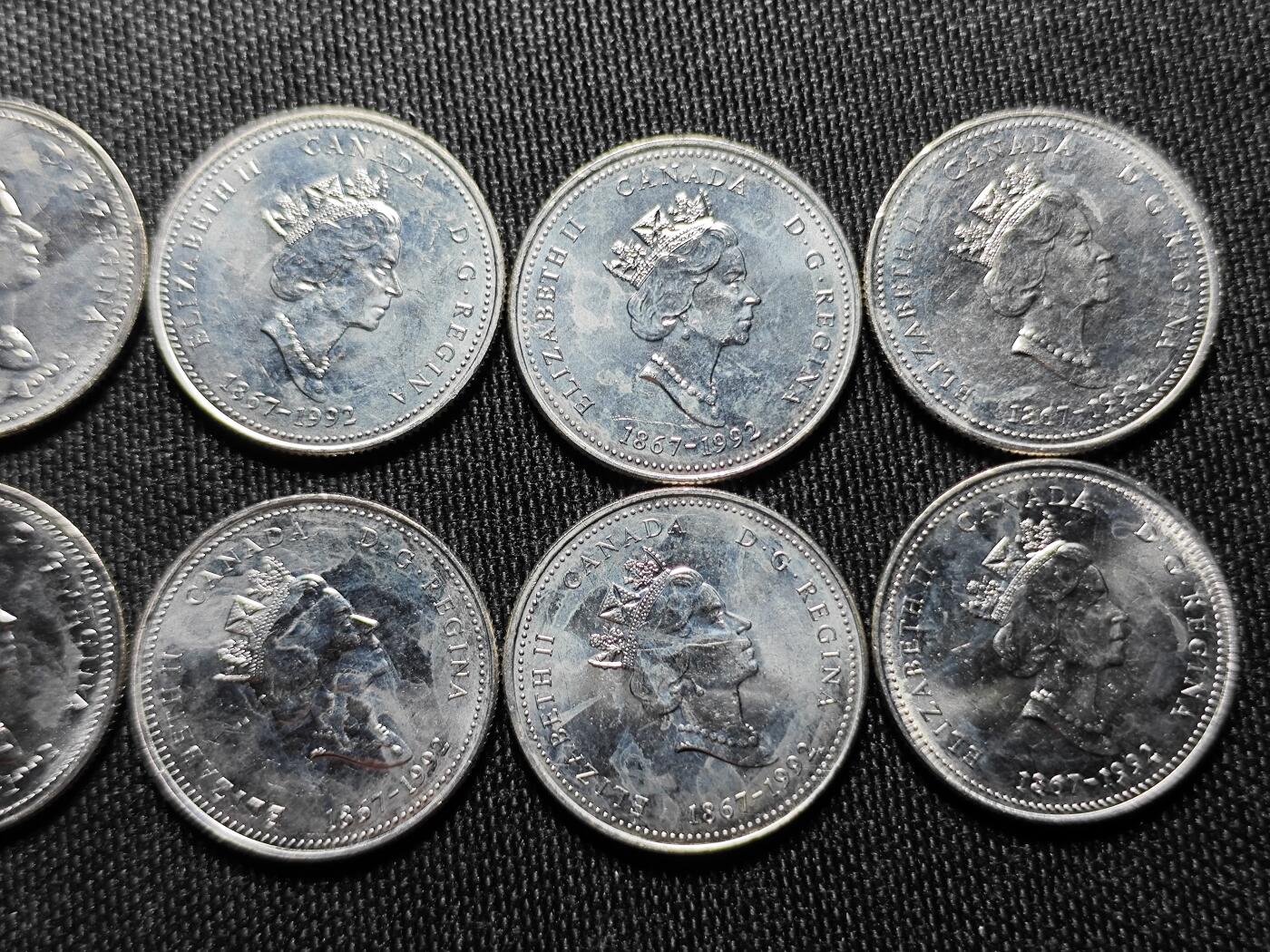 KK钱币收藏小铺  （套币 批量/好品散币 银币）专场  2月预留时间 周末发货 1992 加拿大25分清年纪念币12枚一套