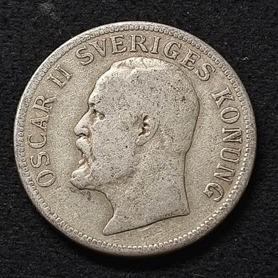 【全场包邮】纯粹捡漏拍469场-持续更新中 - 瑞典1906年奥斯卡二世2克朗（31毫米15克）银币