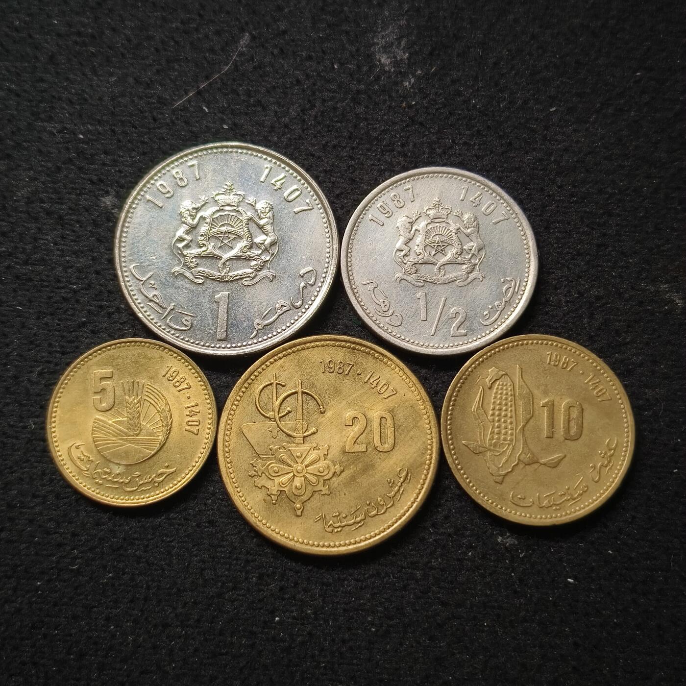 【全场包邮】纯粹捡漏拍468场 摩洛哥1987年清年份5枚套币