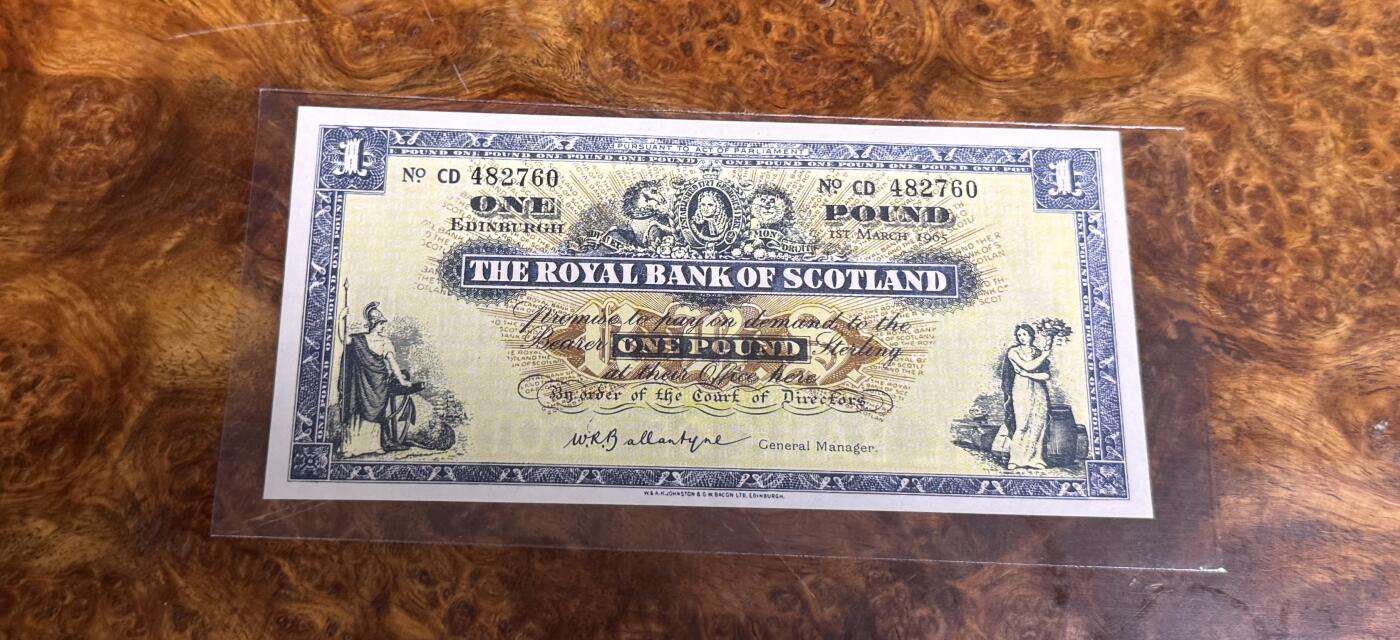 得物收藏 Chase Auction 第34期 - - 外钞、民国钞和人民币混合场！持续更新中！ 苏格兰皇家银行1镑，品相如同！