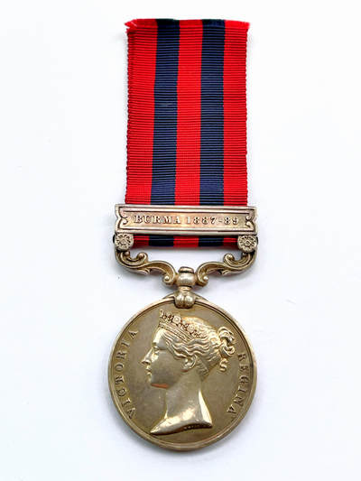 盛世勋华——号角文化勋章邮票专场拍卖第284期 - 英国1854-1895年印度服役奖章 银制 实发带花体刻名 带缅甸1887-89条 授予第三次英缅战争中北上攻占木邦、果敢等傣族土司领地的第四来复枪旅f.莱特