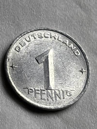 神仙姐姐-中外币专场22 原光好品1952 年东德 1 芬尼铝币