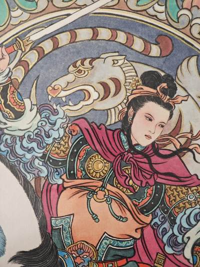 白泽拍卖卡牌手绘专场第26期（霜降天寒蝉噤语，风高夜冷桂留香） 2025 冯涛手绘画 虎-扈三娘 尺寸：30cm*41.5cm  冯涛亲签