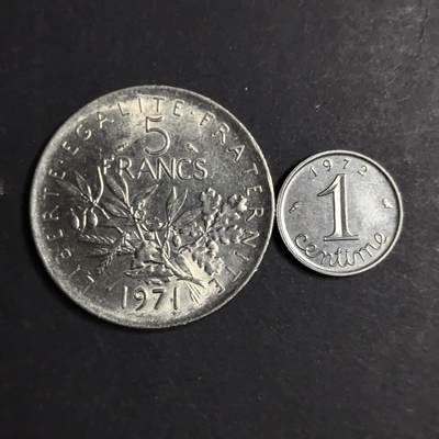 各国硬币第4期 无佣金 - 法国5法郎1分 两个