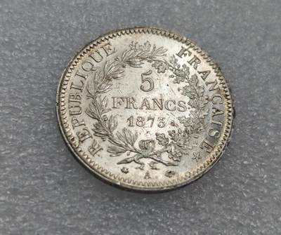 瓶子🏺第212期拍卖会  1873年法国大力神原版5法郎银币  带光