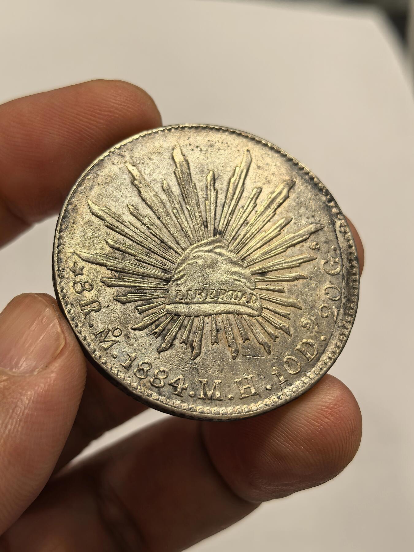 博洋堂世界钱币拍卖第143期（全场包邮） 墨西哥1884 MO MH版花边鹰洋，底板干净，无戳无划，送p好品