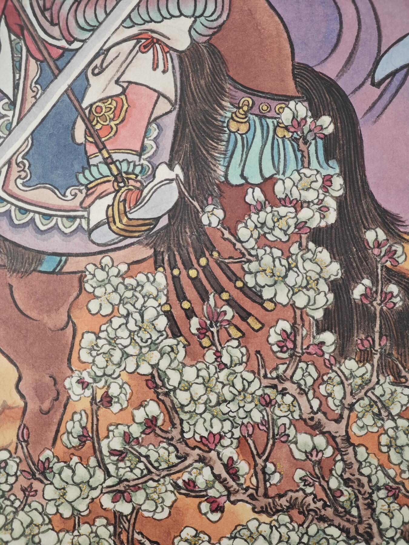 白泽拍卖卡牌手绘专场第26期（霜降天寒蝉噤语，风高夜冷桂留香） 2025 冯涛手绘画 牛-扈三娘 尺寸：30cm*41.5cm  冯涛亲签