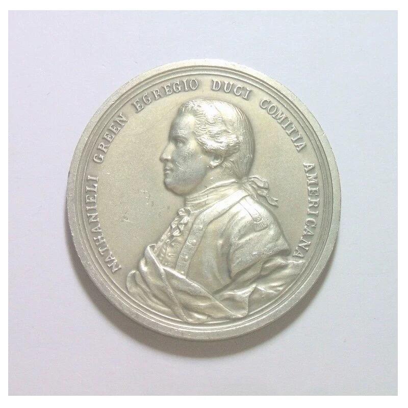美国纪念1781年 格林将军尤托斯普林战役高浮雕精制大白铜章 40MM
