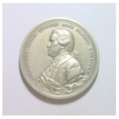 【旋风钱币】10月25日19:00准时开拍 精美欧洲币章、第三帝国钱币、精美项链等 全场包邮 美国纪念1781年 格林将军尤托斯普林战役高浮雕精制大白铜章 40MM