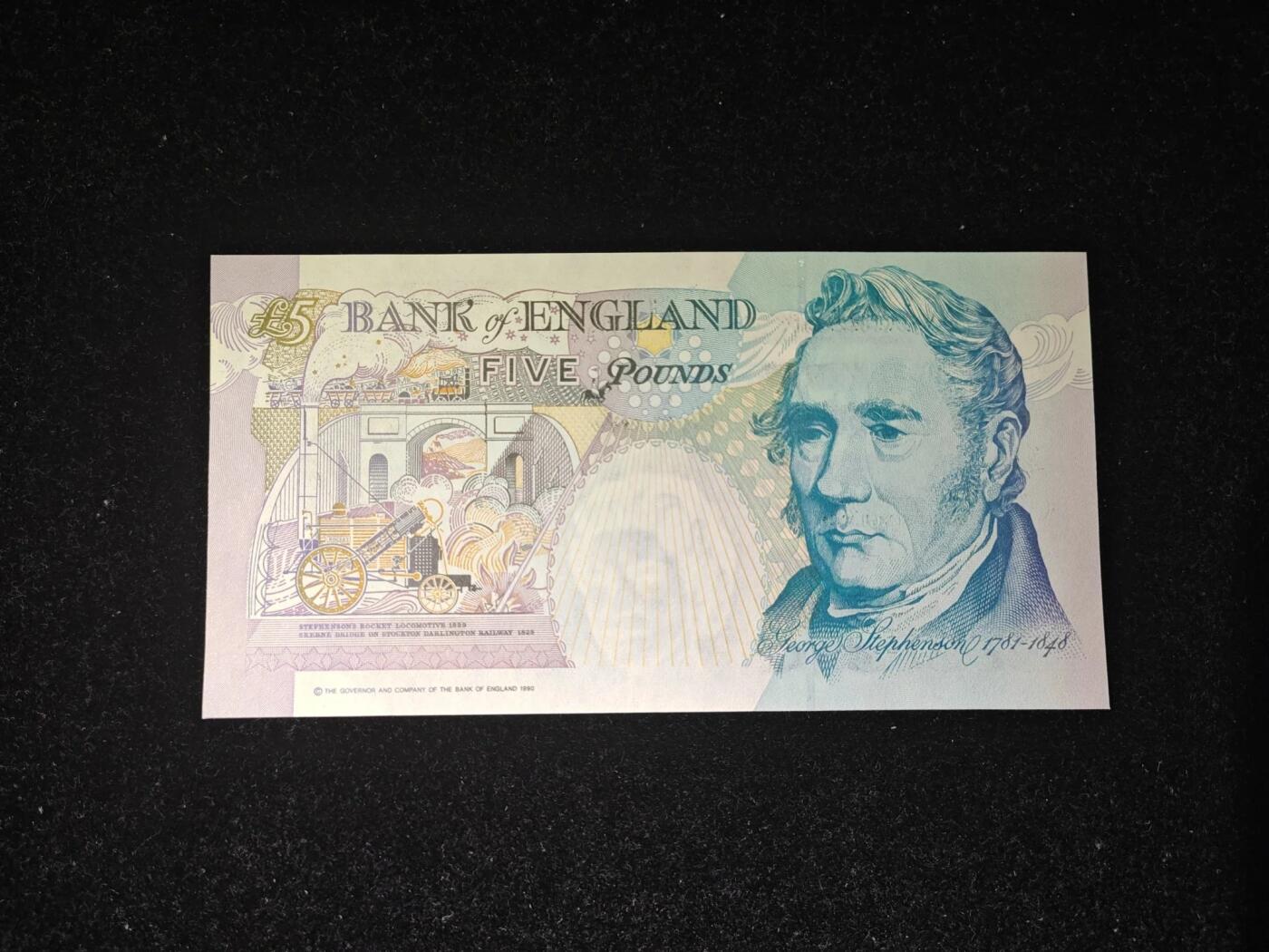 英国 E序初版 5英镑 纸币 全新UNC