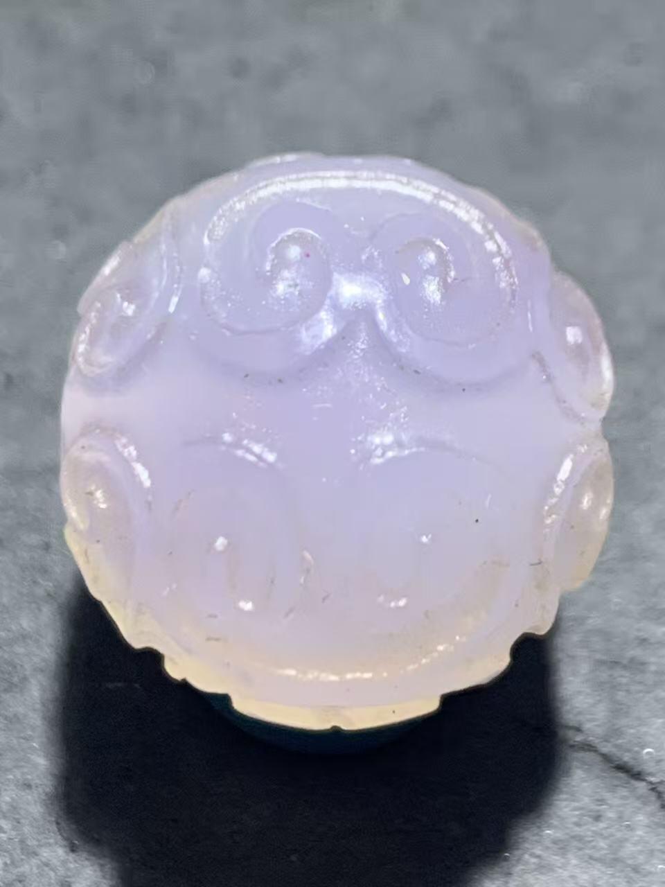 稀有紫罗兰高冰荧光润料玛瑙2.0通货回纹珠一颗，