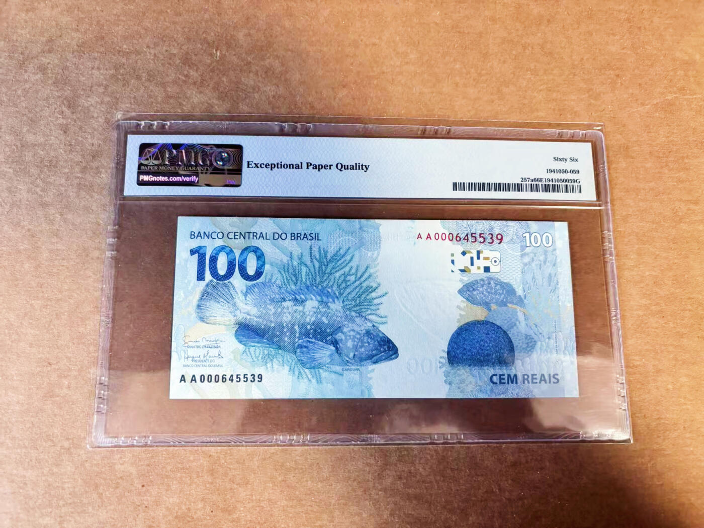 【Blue Auction】世界纸币精拍第737期——18级TOP拍卖/信誉/品质/专业/高效💫 【AA】巴西 2010年100雷亚尔 PMG66EPQ 