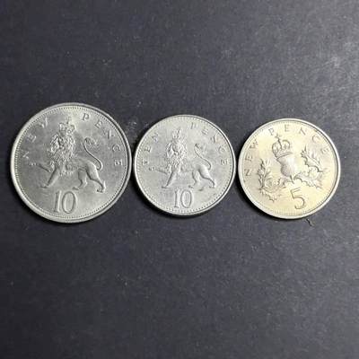 各国硬币第4期 无佣金 - 英国5。10便士不同3个