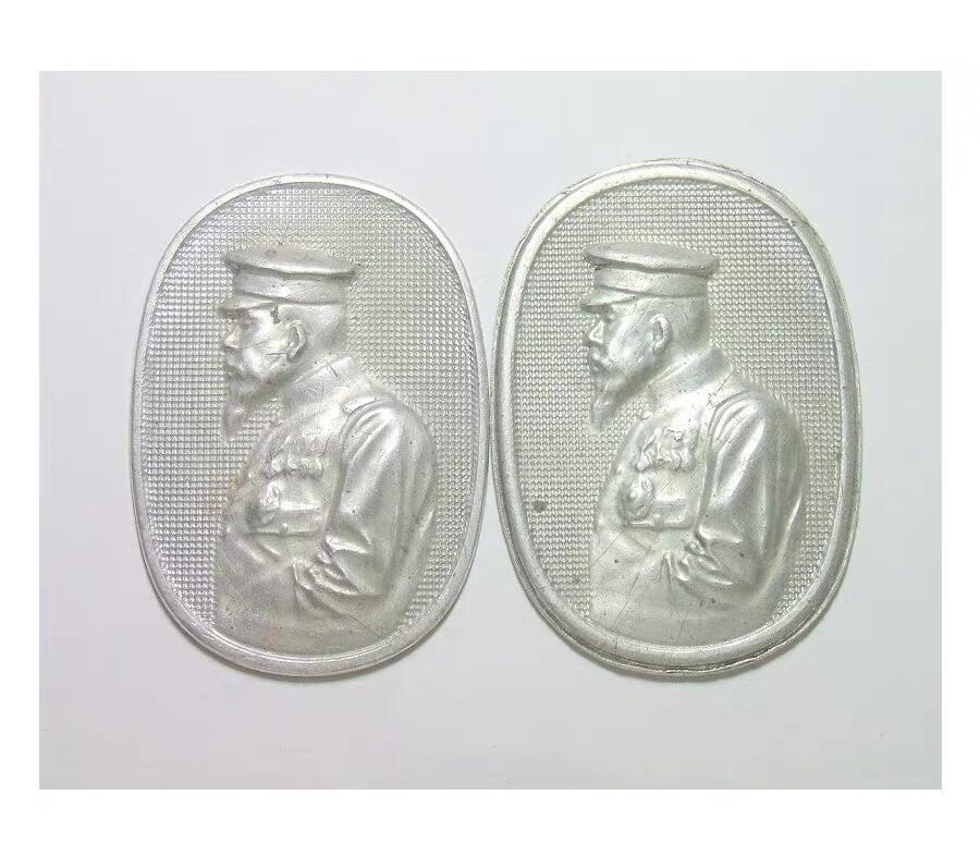 单枚价 日本明治天皇老年军装像高浮雕精制大镀银章 薄版 30×40MM 3克