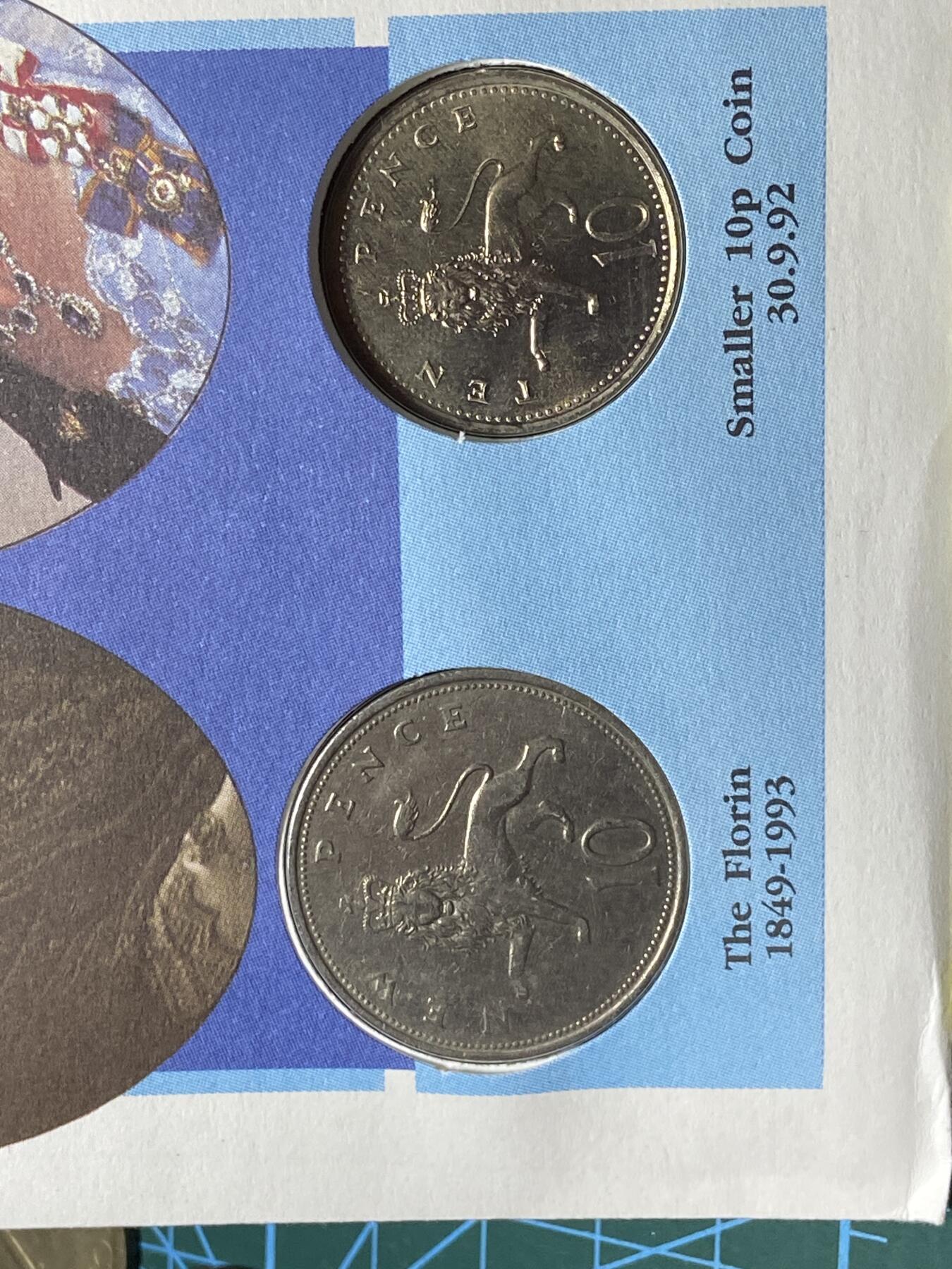 2025年第一百一十一场(总第一百三十七场）外国好品散币(免佣金) 邮币封–英国🇬🇧1970年大版10便士、1992年小版10新便士(1993年弗洛林正式退出流通和1992年小尺寸10便士发行纪念)