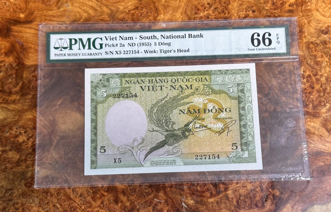 得物收藏 Chase Auction 第34期 - - 外钞、民国钞和人民币混合场！持续更新中！ 1955年越南5盾，PMG66！