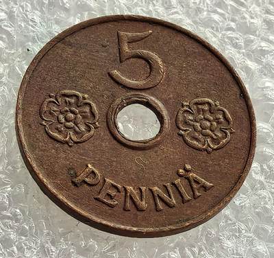 外国优质纪念币银币，周六晚上九点倒数截拍，满百包邮，可寄存半年，喜欢朋友微信扫描二维码可直接参拍 - 二战时期芬兰1941年5芬尼