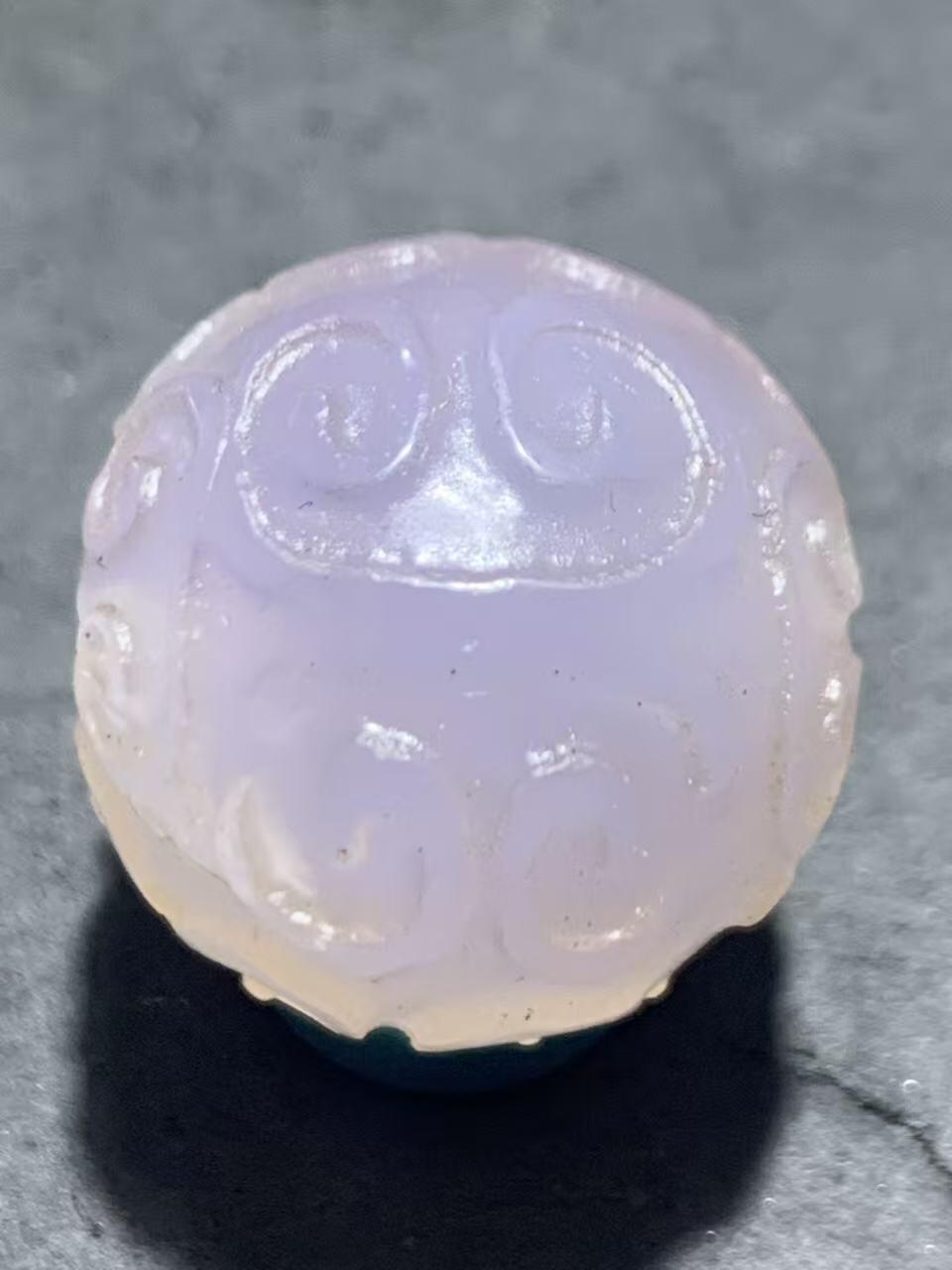 稀有紫罗兰高冰荧光润料玛瑙2.0通货回纹珠一颗，