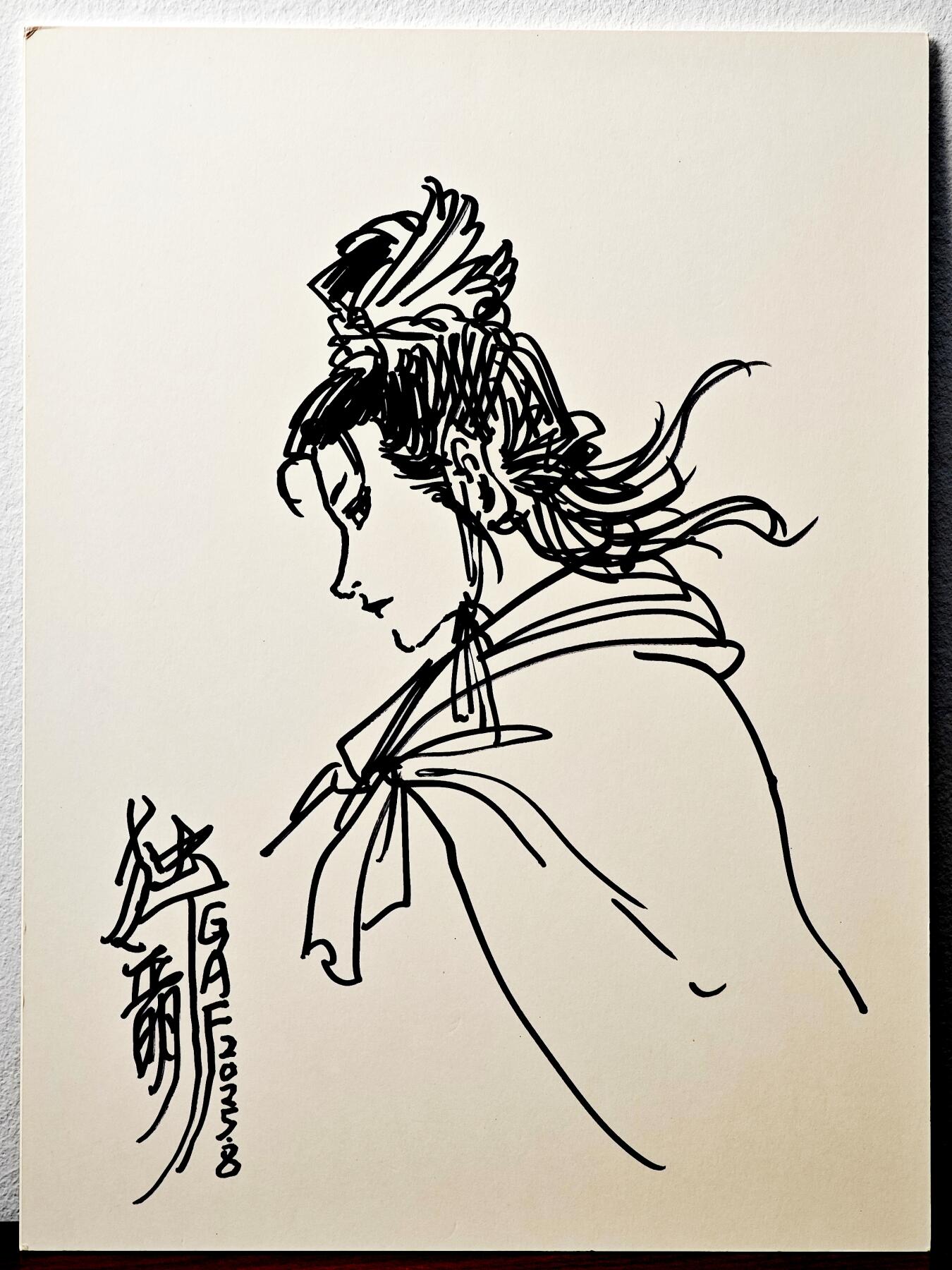白泽拍卖卡牌手绘专场第26期（霜降天寒蝉噤语，风高夜冷桂留香） 2025 独行正明复制画 扈三娘 尺寸：26cm*35cm  独行正明签绘扈三娘