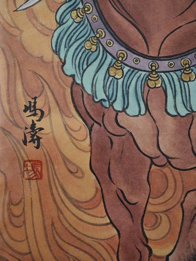 白泽拍卖卡牌手绘专场第28期（细雨生寒、寻梅闻香） 2025 冯涛手绘画 牛-扈三娘 尺寸：30cm*41.5cm  冯涛亲签