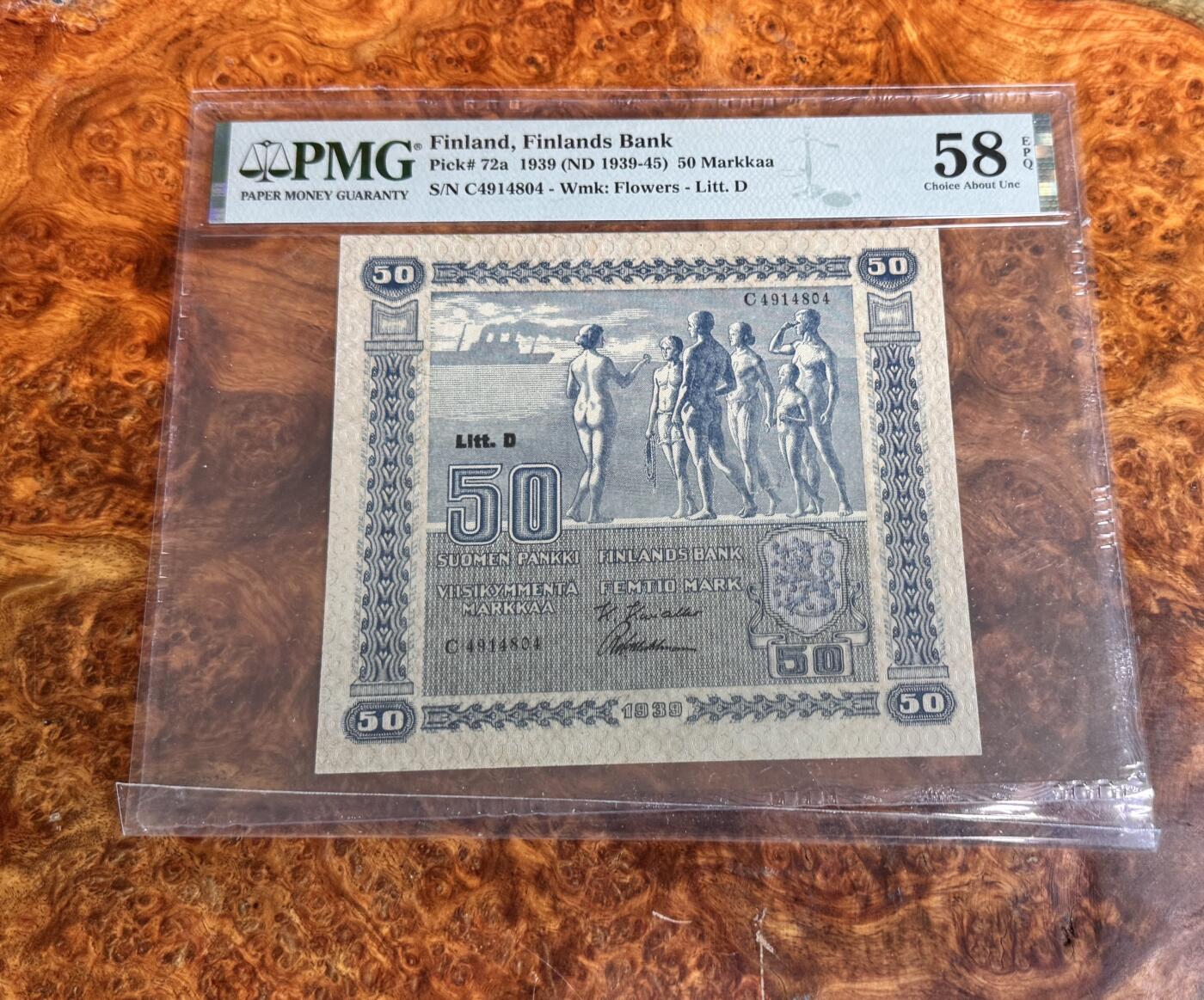 得物收藏 Chase Auction 第34期 - - 外钞、民国钞和人民币混合场！持续更新中！ 1939年丹麦50马克，PMG58e！