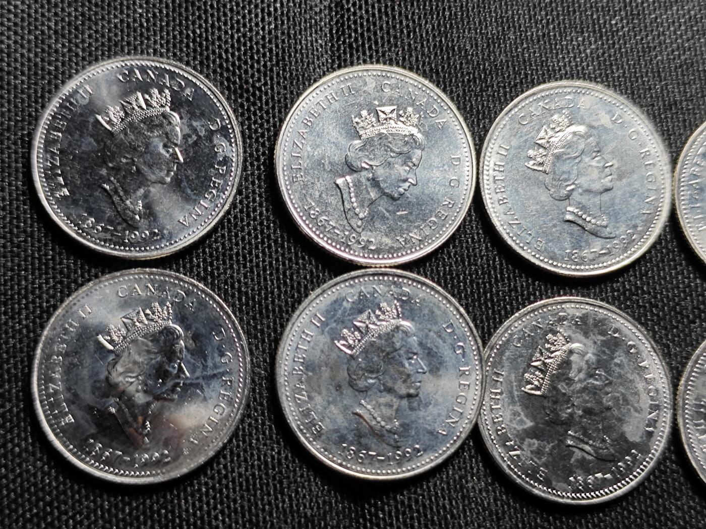KK钱币收藏小铺  （套币 批量/好品散币 银币）专场  2月预留时间 周末发货 1992 加拿大25分清年纪念币12枚一套