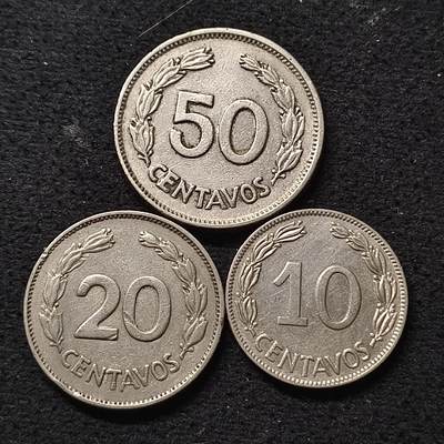【全场包邮】纯粹捡漏拍468场 - 厄瓜多尔1963-1968年3枚套币