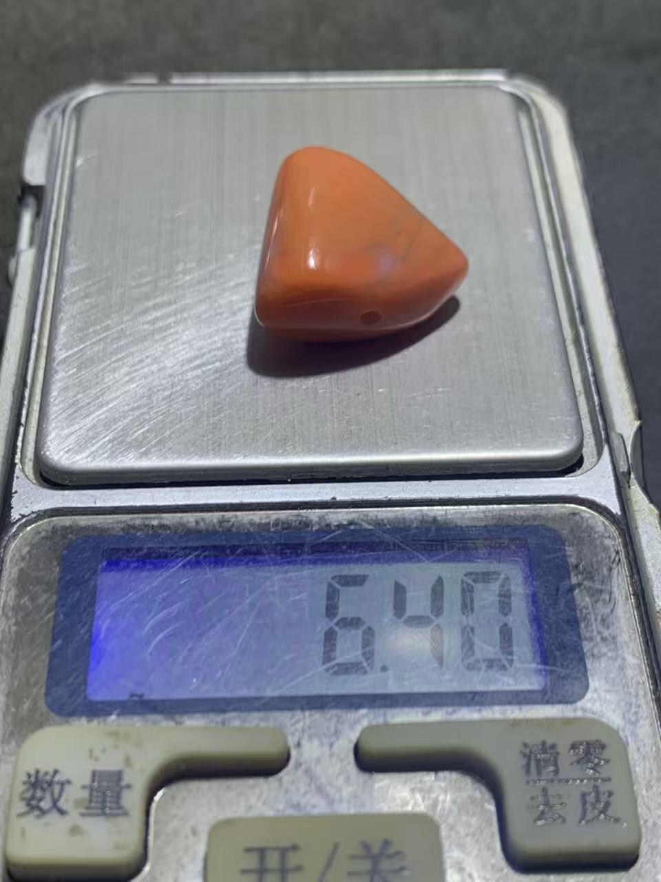 柿子红千层纹南红玛瑙通货随形珠一颗，