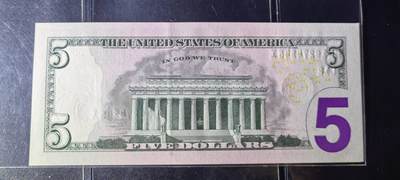 Unc 美国纸币 2013年 5美元纸币  Unc 美国纸币 2013年 5美元纸币 
