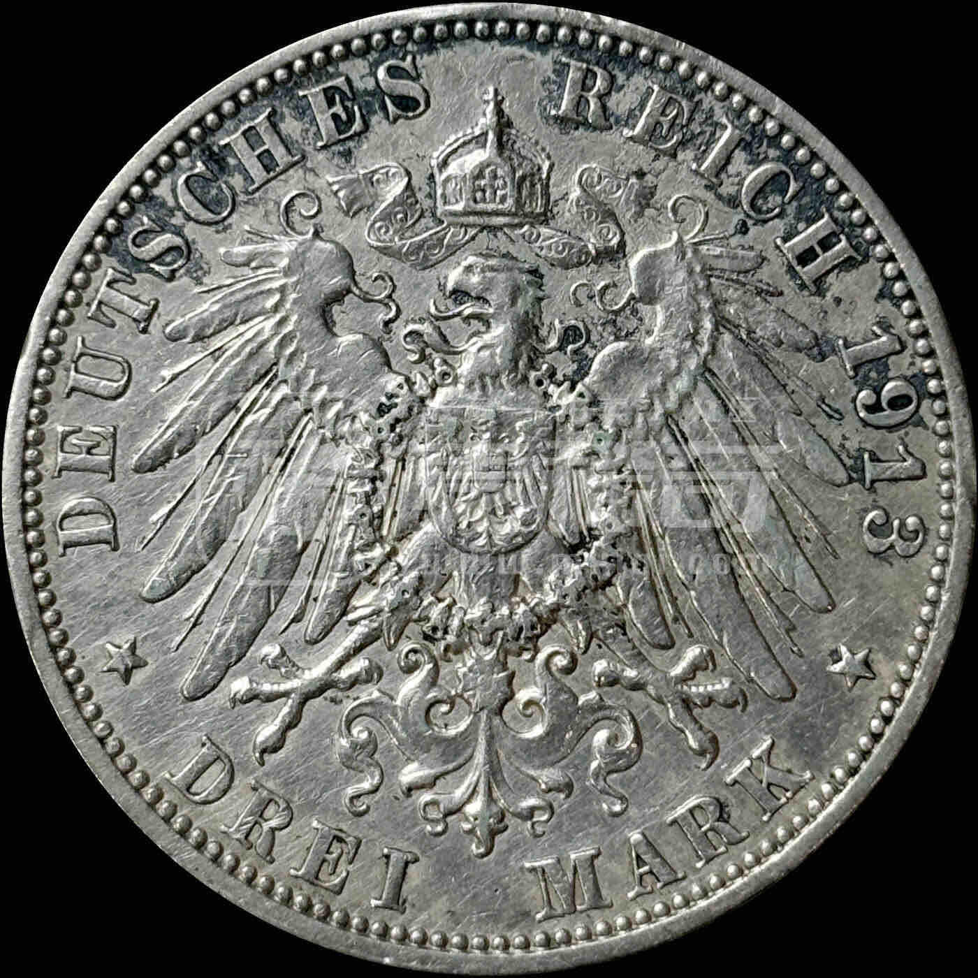 德国萨克森1913年奥古斯特3马克