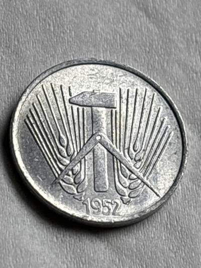 神仙姐姐-中外币专场22 - 原光好品1952 年东德 1 芬尼铝币