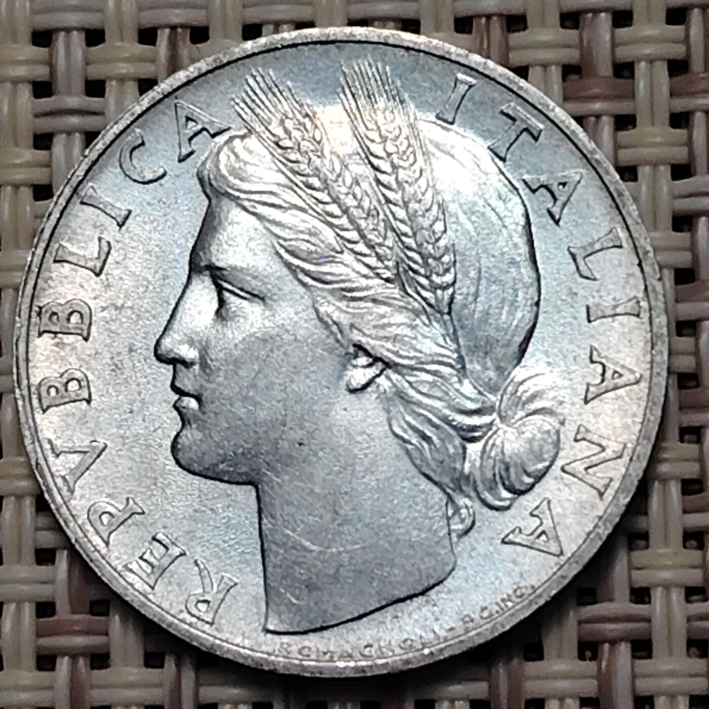 布加迪🐬～世界钱币(上海)🌾第 251 期 /  各国套币和散币 意大利🇮🇹 1949年 1里拉铝币