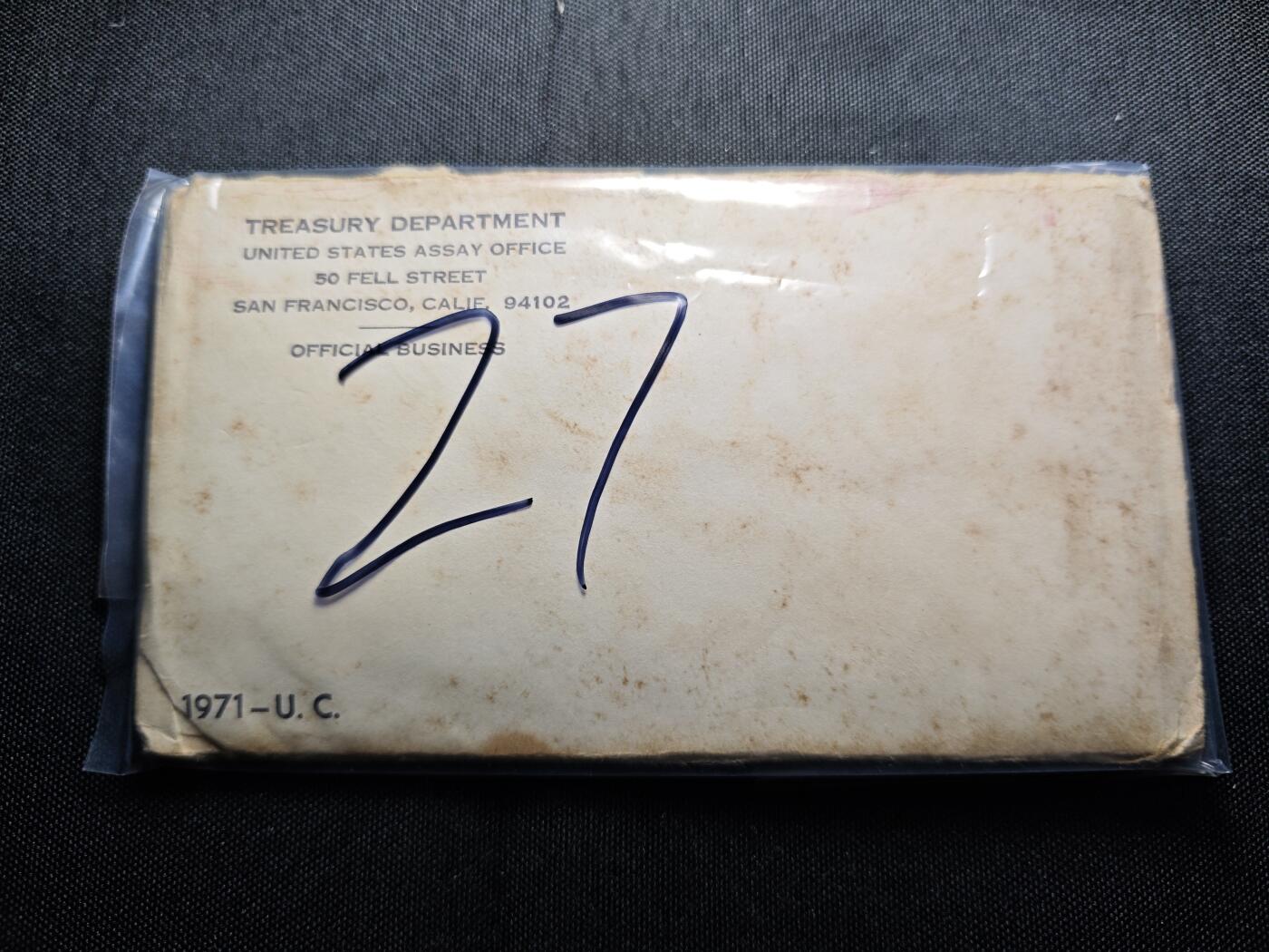 KK钱币收藏小铺  （套币 批量/好品散币 银币）专场  2月预留时间 周末发货  美国1971年大小面值清年2套一封 官方造币厂原封