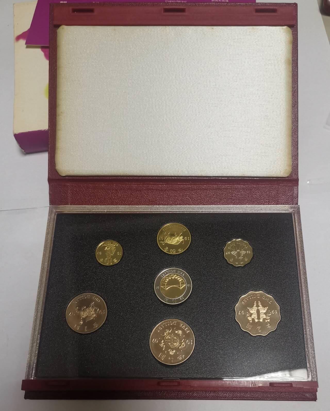 巨藏钱币第五期硬币场10月15号8点开拍 香港1997年回归纪念币精制版原盒