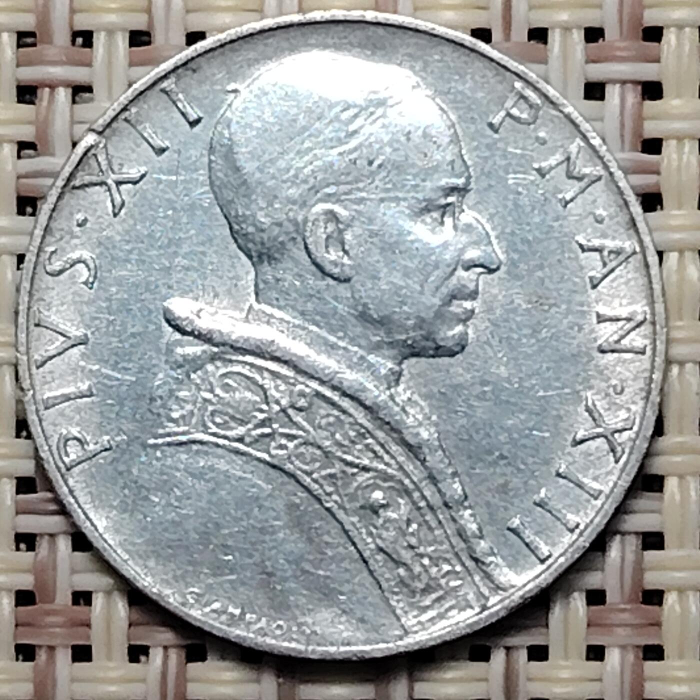 布加迪🐬～世界钱币(上海)🌾第 251 期 /  各国套币和散币 梵蒂冈🇻🇦 1951年 5里拉