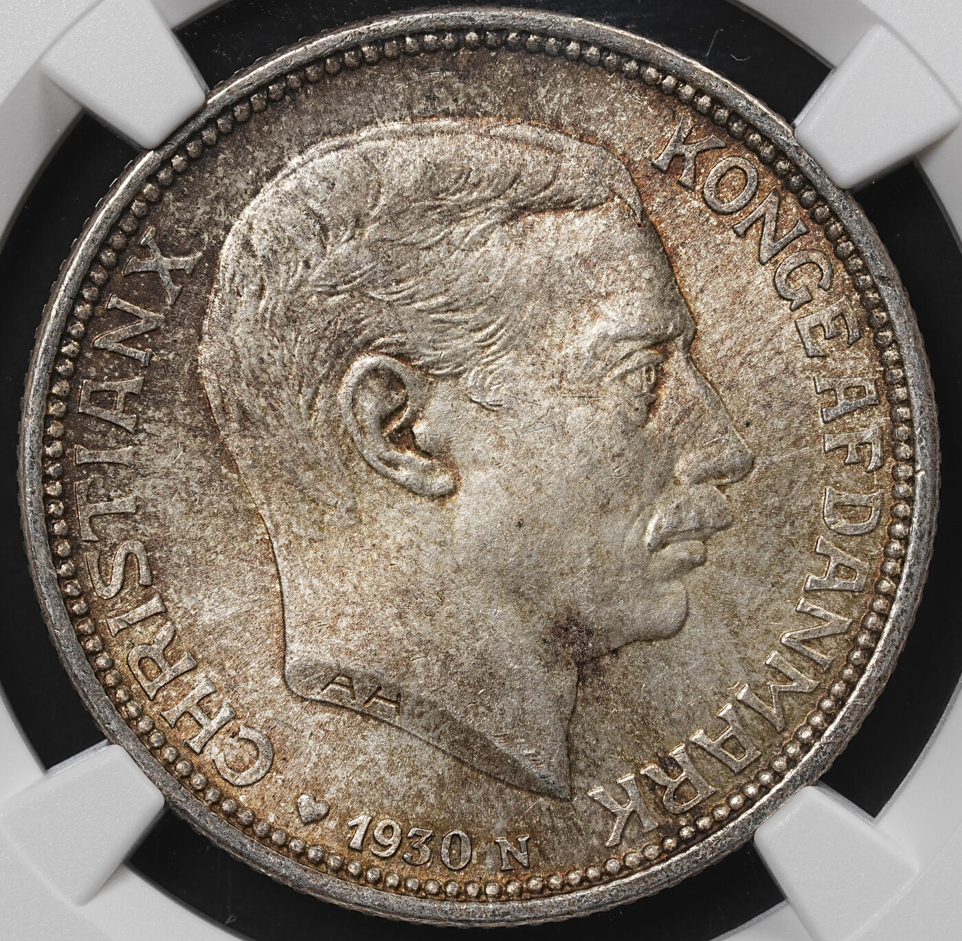 修遠堂世界钱币第八十九期 NGC MS65 1930年丹麦国王60大寿纪念2克朗银币