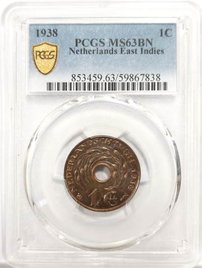 博洋堂世界钱币拍卖第143期（全场包邮） - PCGS MS63BN 荷属东印度1938年1分铜币，少见年份亚军分，仅有2枚更高分